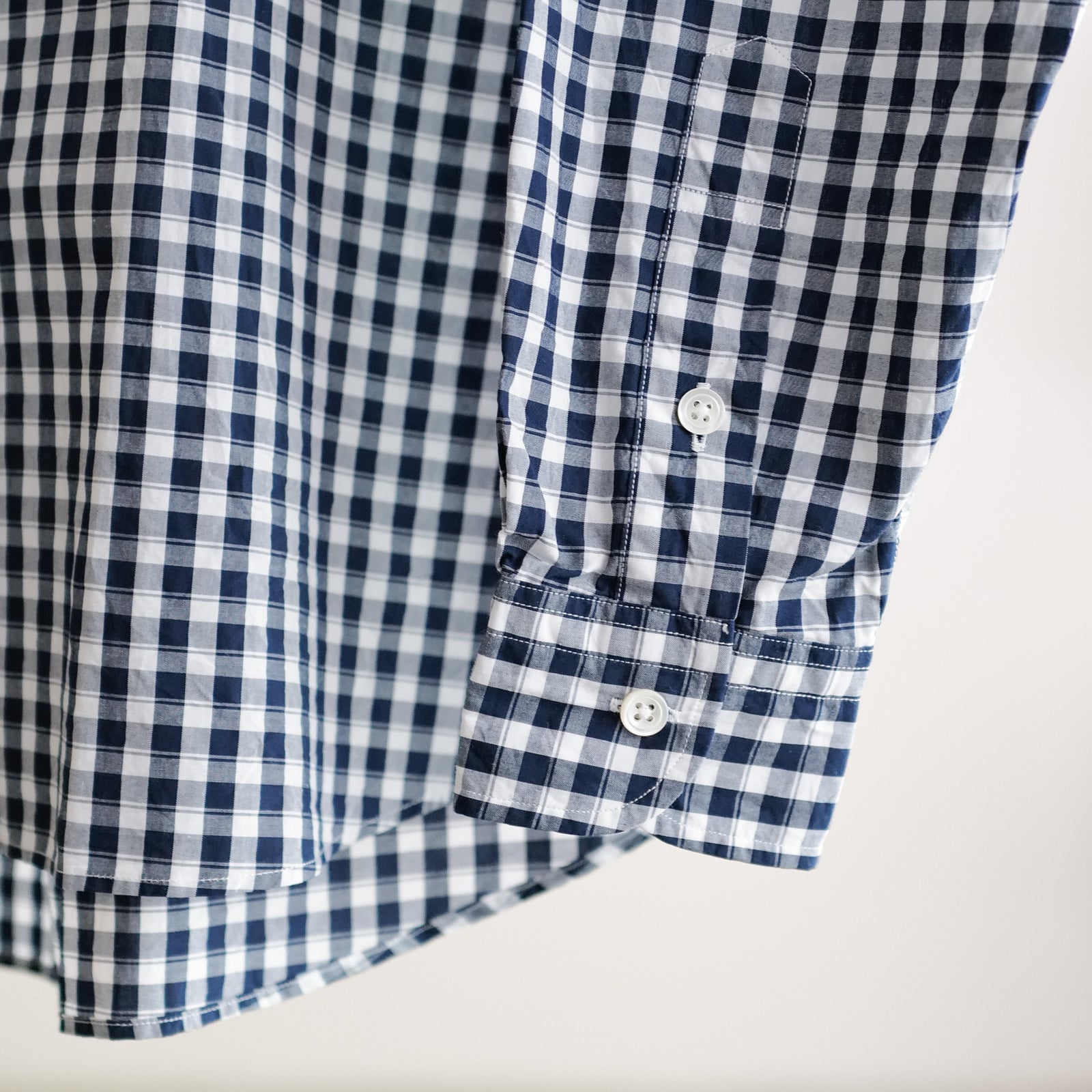 トップス ROLL UP LINEN GINGHAM CHECK/DARK NAVY/M ROLL UP GINGHAM CHECK SHIRT NAVY – ABOUT