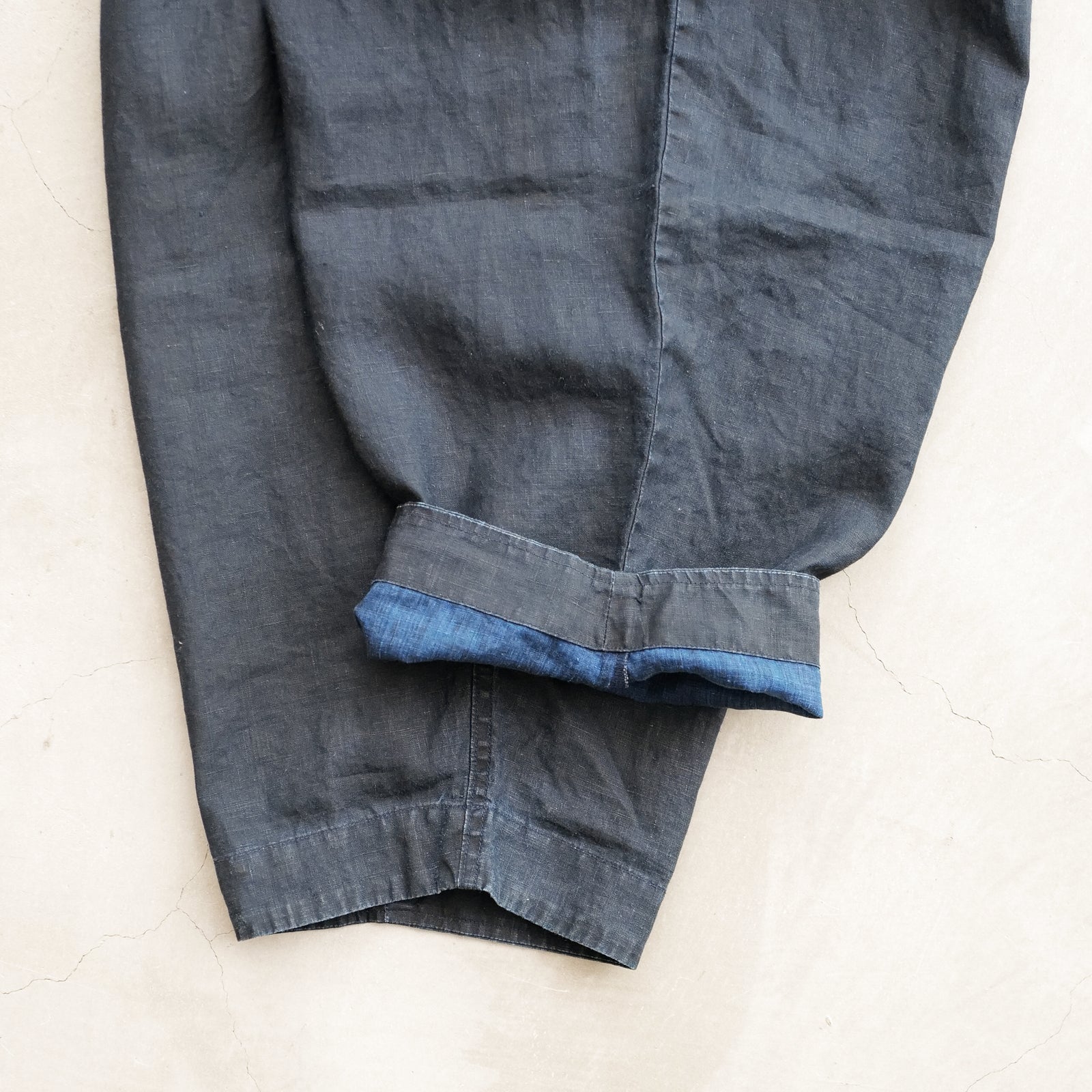 パンツ PORTER CLASSIC FARMER'S LINEN BEBOP M Porter Classic - FARMER'S LINEN BEBOP PANTS - INDIGO