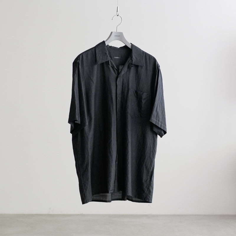 WOOL SILK SHORT SLEEVE OPEN COLLAR SHIRT