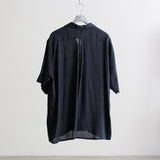 LINEN TWILL SHORT SLEEVE OPEN COLLAR SHIRT