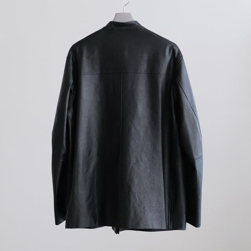 LEATHER STAND COLLAR JACKET