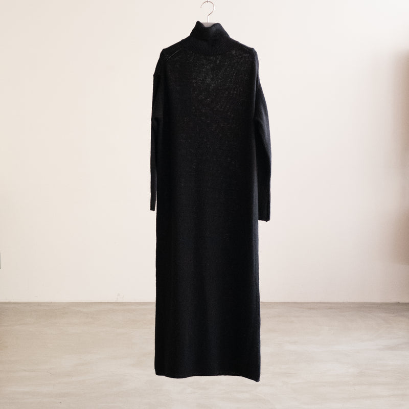 CASHMERE GARMENT DYE TURTLE KNIT DRESS