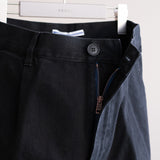 BLK DENIM PLEATED TROUSERS