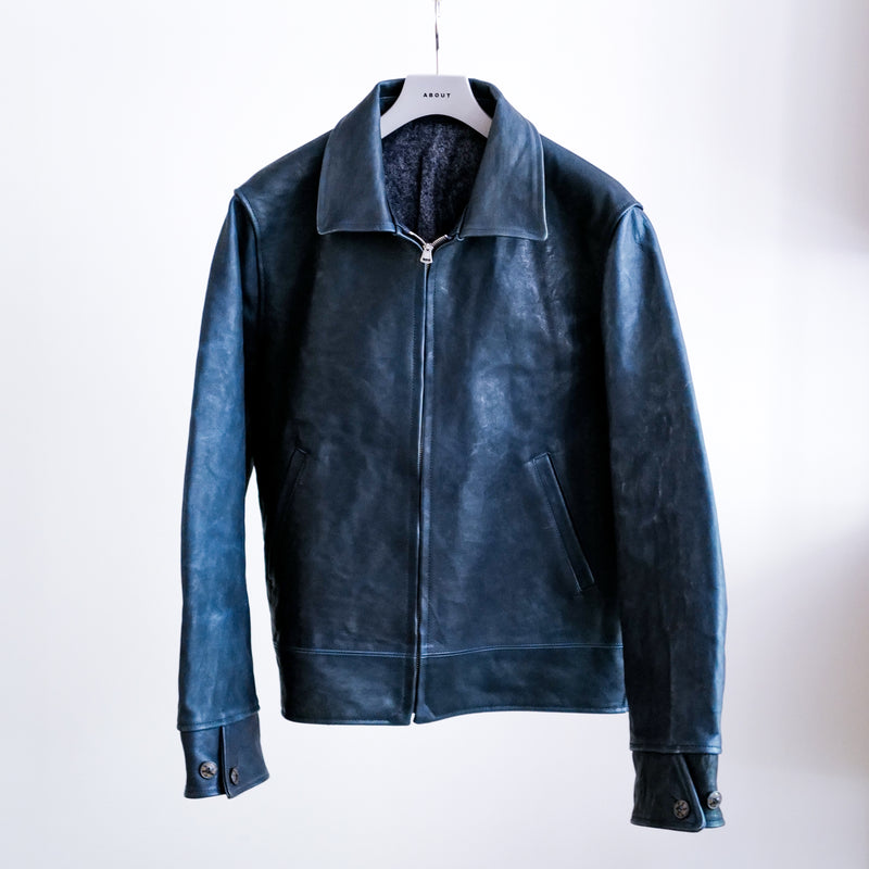 COSSACK LEATHER JACKET AI DYED NAVY