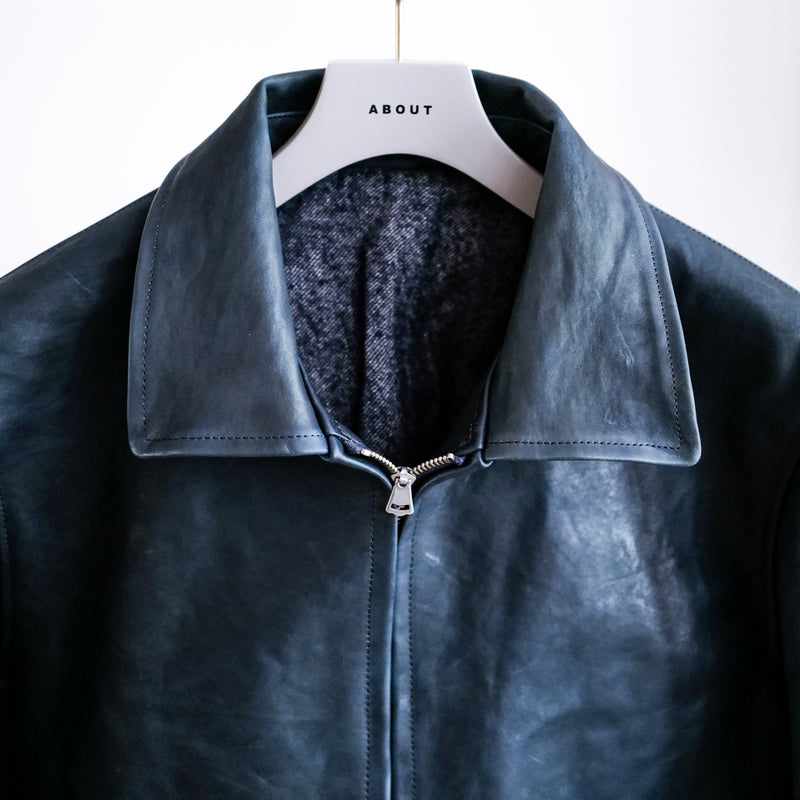 COSSACK LEATHER JACKET AI DYED NAVY
