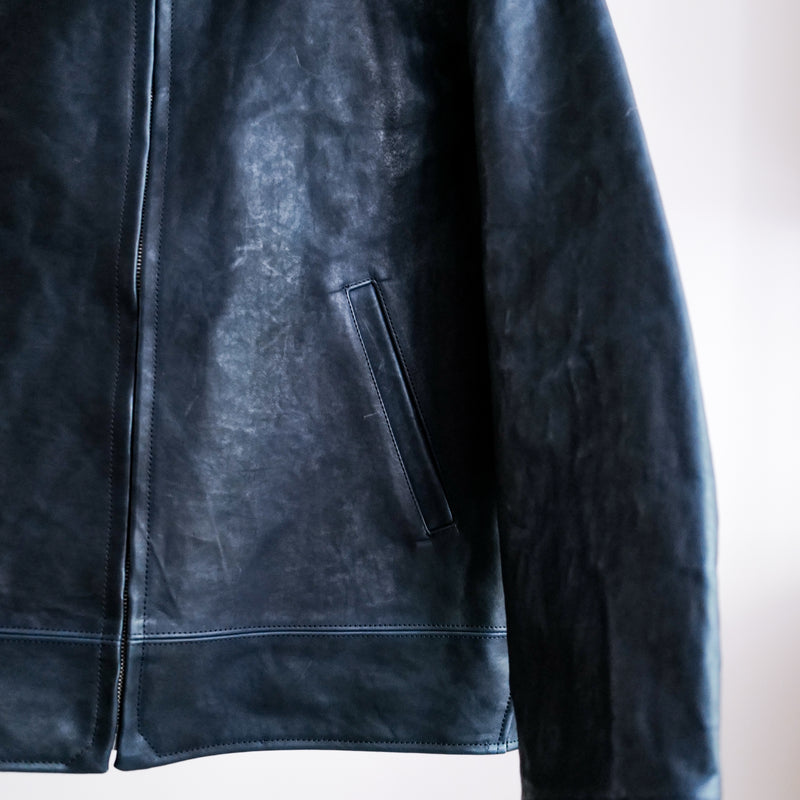 COSSACK LEATHER JACKET AI DYED NAVY