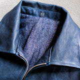 COSSACK LEATHER JACKET AI DYED NAVY