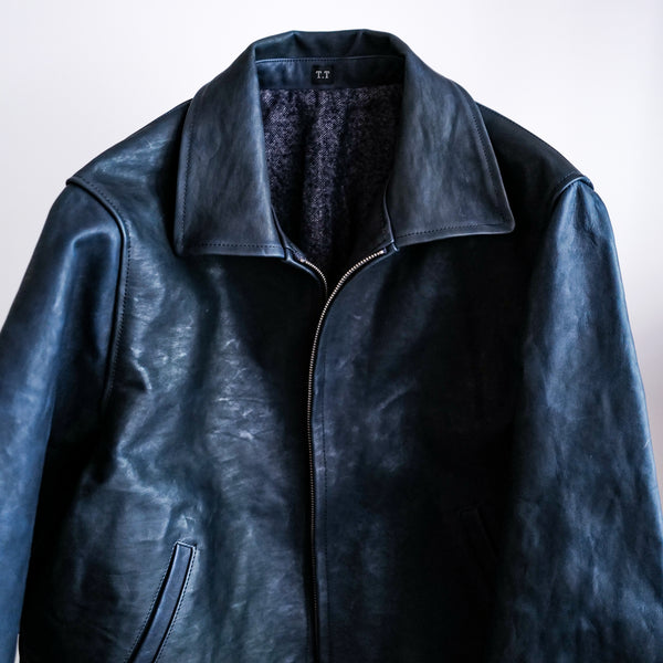 COSSACK LEATHER JACKET AI DYED NAVY