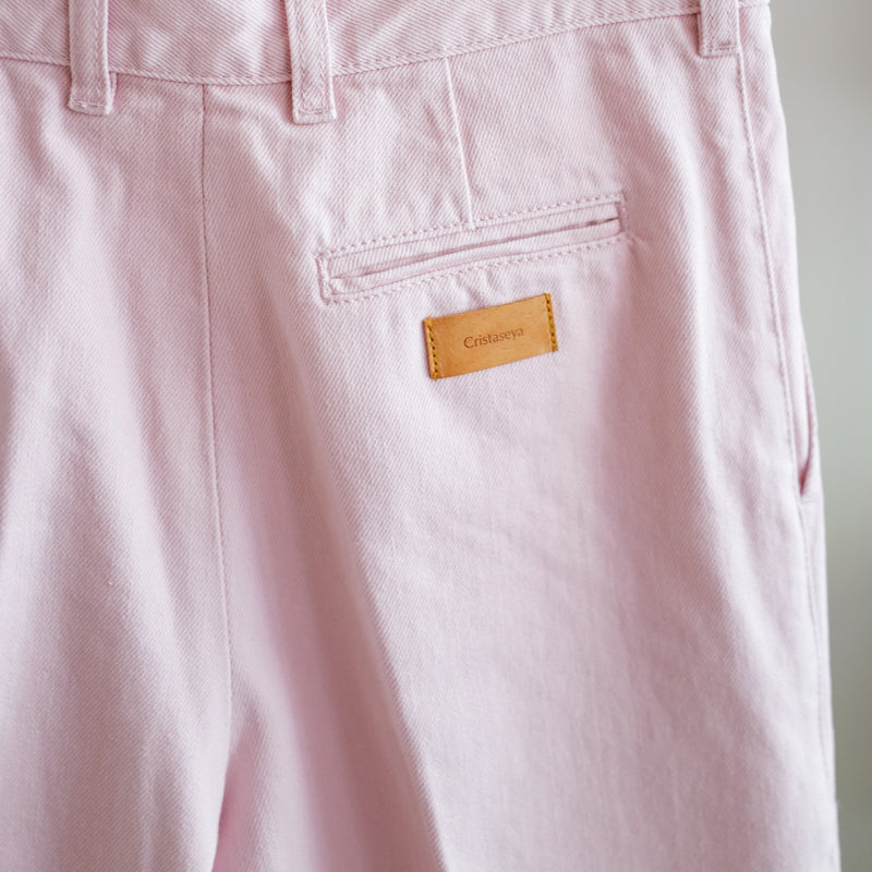 PLEATED DENIM TROUSERS