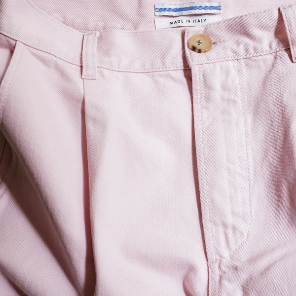 PLEATED DENIM TROUSERS