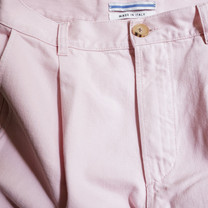 PLEATED DENIM TROUSERS