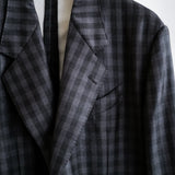 E THOMAS BLOCK CHECK TAILORED JACKET