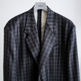 E THOMAS BLOCK CHECK TAILORED JACKET