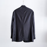 E THOMAS BLOCK CHECK TAILORED JACKET