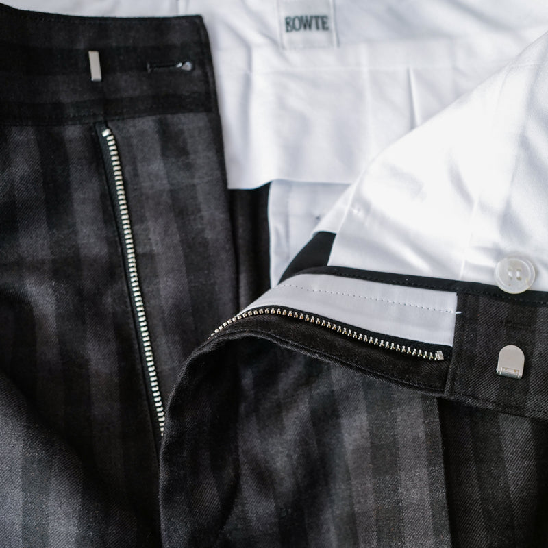 E THOMAS BLOCK CHECK DRESS TROUSERS
