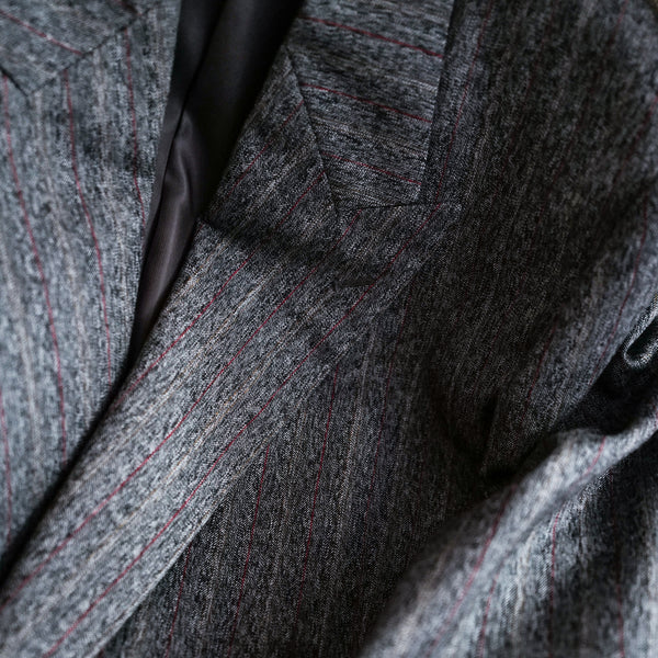 RED PINSTRIPES HERRINGBONE DOUBLE BREASTED TAILOR JK