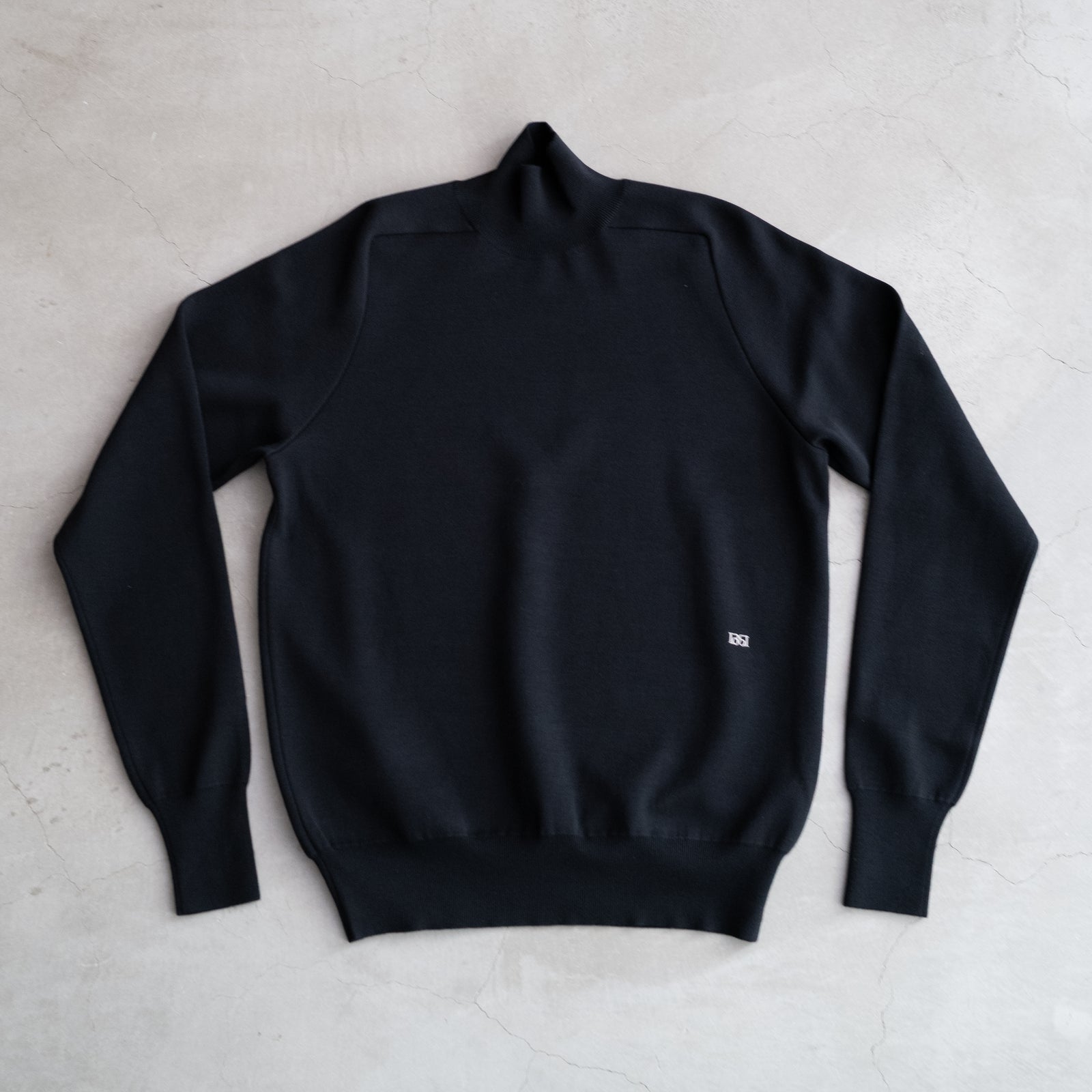 SUPER180'S WORSTED DOUBLE HIGH-NECK KNIT – ABOUT