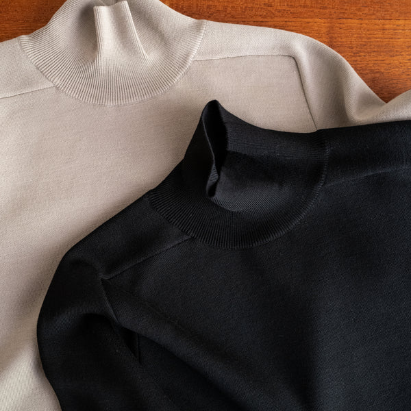 SUPER180'S WORSTED DOUBLE HIGH-NECK KNIT