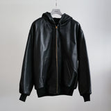 CALF SKIN ZIP PARKA