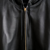 CALF SKIN ZIP PARKA