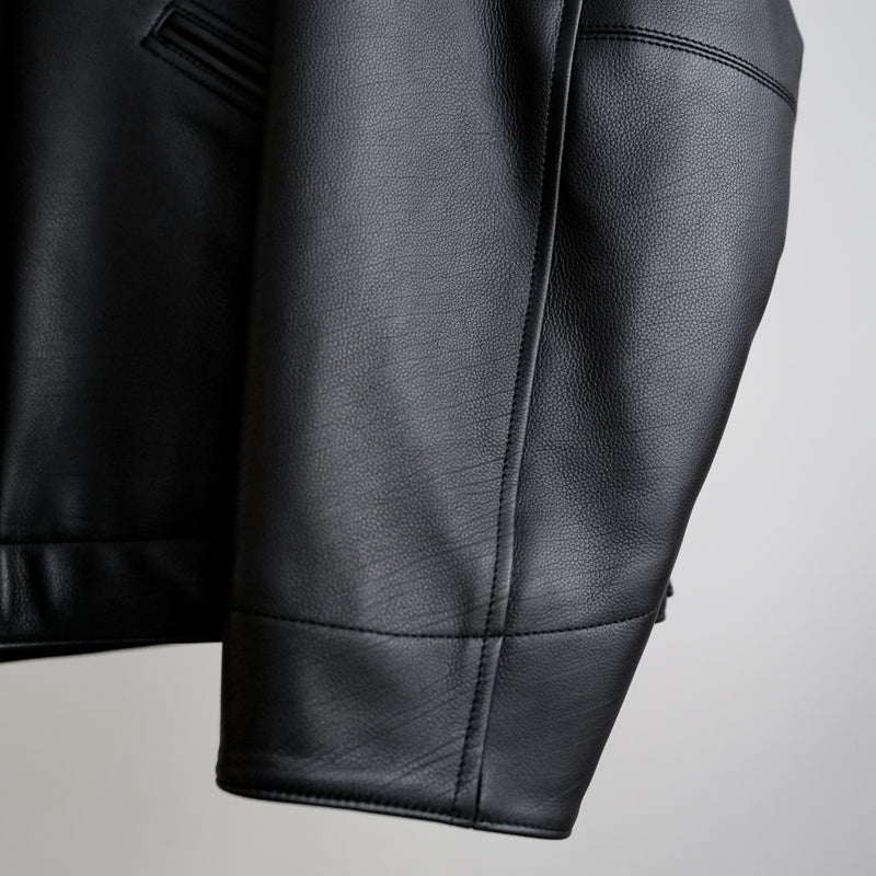 CALF SKIN ZIP SHORT JACKET