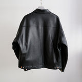 CALF SKIN ZIP SHORT JACKET