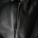 CALF SKIN ZIP SHORT JACKET