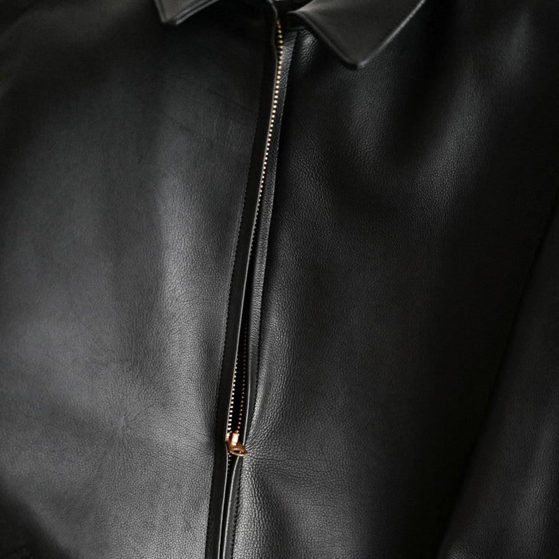 CALF SKIN ZIP SHORT JACKET