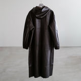 LEATHER HOODED ZIPPER COAT