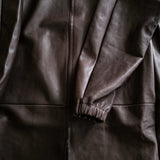 LEATHER HOODED ZIPPER COAT
