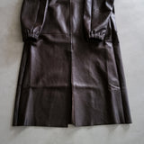 LEATHER HOODED ZIPPER COAT