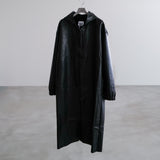 LEATHER HOODED ZIPPER COAT