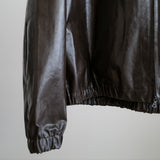 LEATHER HOODED ZIPPER JACKET