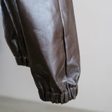 LEATHER HOODED ZIPPER JACKET