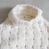 SUPER BABY ALPACA HAND KNITTED BASKET PATTERN TURTLE NECK PULLOVER