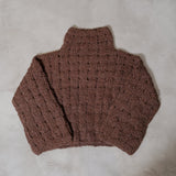 SUPER BABY ALPACA HAND KNITTED BASKET PATTERN TURTLE NECK PULLOVER