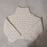 SUPER BABY ALPACA HAND KNITTED BASKET PATTERN TURTLE NECK PULLOVER