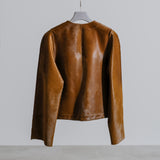 BABY CALF COLLARLESS JACKET