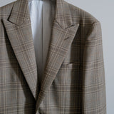 SUPER130'S GLENCHECK PEAKED LAPEL TAILORD JACKET