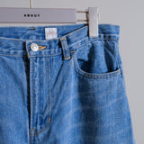 SEA ISLAND COTTON DENIM LOW CURVY PANTS