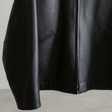 CALF SKIN ZIP SHORT JACKET