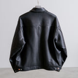CALF SKIN ZIP SHORT JACKET