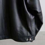 CALF SKIN ZIP SHORT JACKET