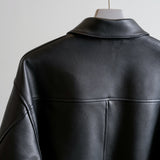 CALF SKIN ZIP SHORT JACKET