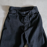 BLACK DENIM BELTED PANTS