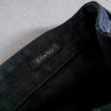 BLACK DENIM BELTED PANTS