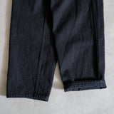 BLACK DENIM BELTED PANTS