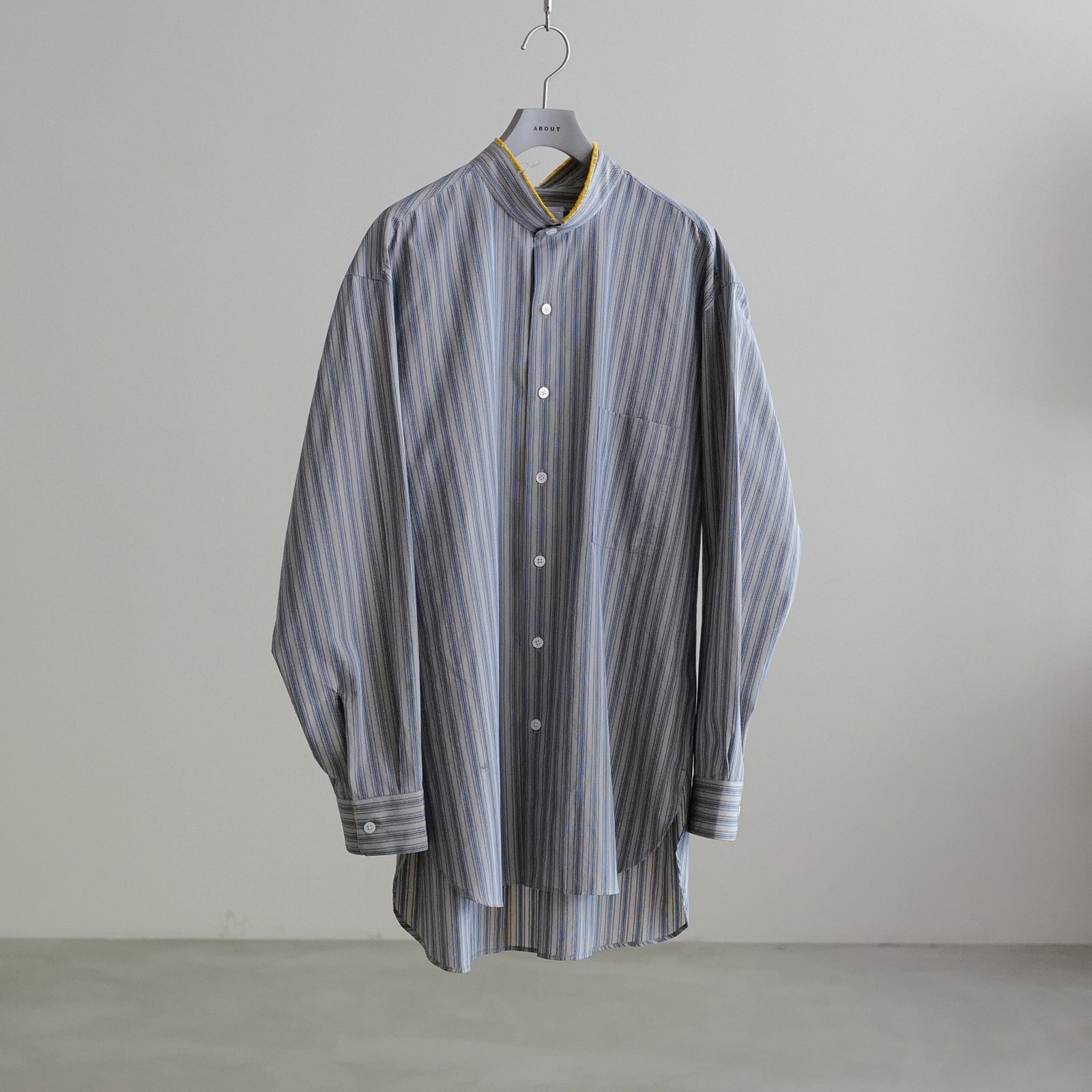 SALVATORE PICCOLO×CRISTASEYA MAO SHIRT W/FRINGED COLLAR BLUE – ABOUT